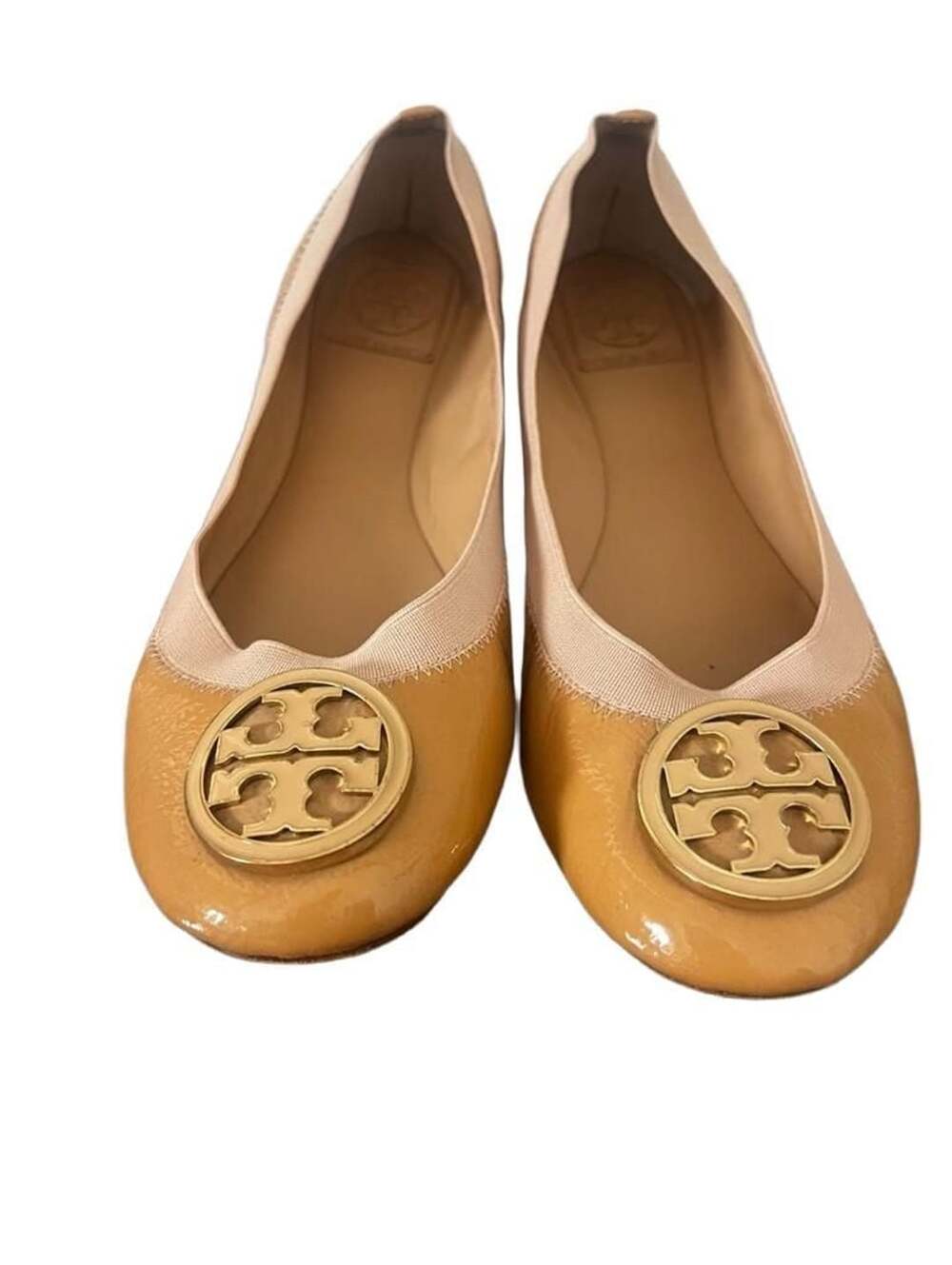 Tory Burch Women's Caroline Patent Leather Logo Ballet Flats Tan Size 9M - Picture 11 of 11